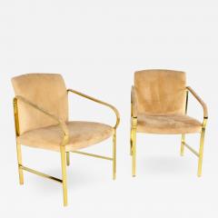 Baker Furniture Mid Century Brass Arm Chairs A Pair - 2363049