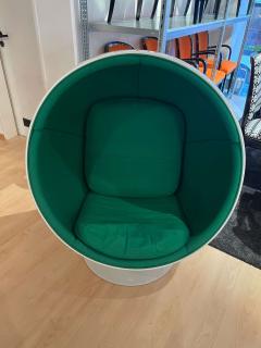 Ball Chair by Eero Aarnio Green and White Adelta Finland circa 1980 90s - 3031921