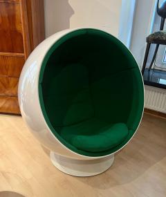Ball Chair by Eero Aarnio Green and White Adelta Finland circa 1980 90s - 3031924