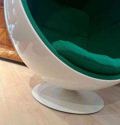 Ball Chair by Eero Aarnio Green and White Adelta Finland circa 1980 90s - 3031926