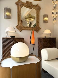 Ball Lamp Brass and Opaline Murano Glass Italy 1970s - 4209837