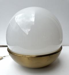 Ball Lamp Brass and Opaline Murano Glass Italy 1970s - 4209839