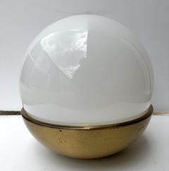 Ball Lamp Brass and Opaline Murano Glass Italy 1970s - 4209841