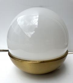 Ball Lamp Brass and Opaline Murano Glass Italy 1970s - 4209842