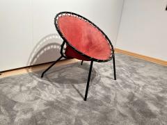 Balloon lounge chair by Hans Olsen Red Suede Metal Denmark circa 1960 - 2891660