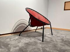 Balloon lounge chair by Hans Olsen Red Suede Metal Denmark circa 1960 - 2891662