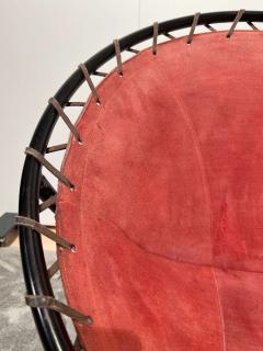 Balloon lounge chair by Hans Olsen Red Suede Metal Denmark circa 1960 - 2891665