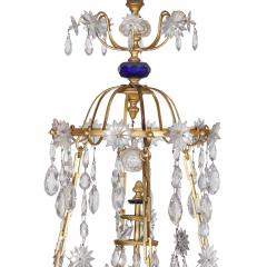 Baltic Neoclassical ormolu blue and amethyst glass 16 light chandelier - 3411346