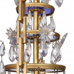Baltic Neoclassical ormolu blue and amethyst glass 16 light chandelier - 3411356