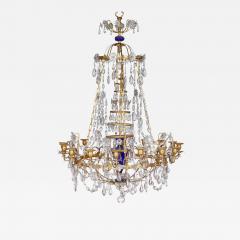 Baltic Neoclassical ormolu blue and amethyst glass 16 light chandelier - 3412658