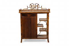 Bamboo 2 door cabinet with bone trim and side shelves and a back rail - 4639463