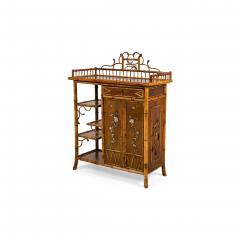Bamboo 2 door cabinet with bone trim and side shelves and a back rail - 4692951
