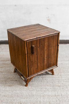 Bamboo Bedside Table with Door and Leather Bindings - 4341938