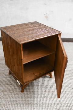 Bamboo Bedside Table with Door and Leather Bindings - 4341939