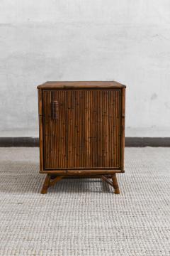 Bamboo Bedside Table with Door and Leather Bindings - 4341940