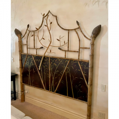 Bamboo Black Chinoiserie King Headboard - 2796290