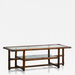 Bamboo Coffee Table with Leather Bindings and Double Glass Top 1970 - 3709940