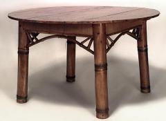 Bamboo English Victorian Large 4 Legged Round Dining Table - 666423