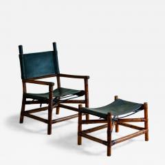 Bamboo Lounge set with Chair and Footstool 1970s - 4528357