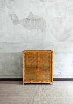 Bamboo Pressed Bamboo and Glass Display Cabinet 1970s - 4364908