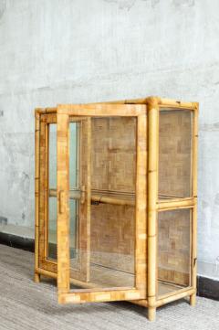 Bamboo Pressed Bamboo and Glass Display Cabinet 1970s - 4364957
