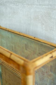 Bamboo Pressed Bamboo and Glass Display Cabinet 1970s - 4364958