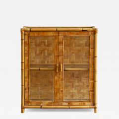 Bamboo Pressed Bamboo and Glass Display Cabinet 1970s - 4428448