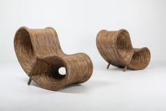Bamboo Rattan Lounge Chairs Italy 1980s - 1213416