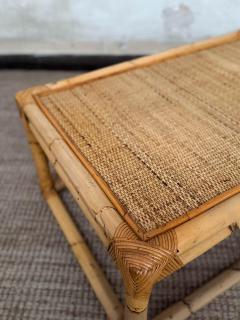 Bamboo Rattan and Wicker Coffee Table 1960s - 4364798