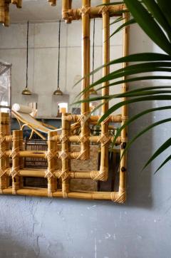 Bamboo Wall Mirror With Geometric Frame Molto Editions 1970s Style - 4736814