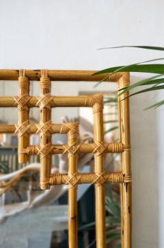 Bamboo Wall Mirror With Geometric Frame Molto Editions 1970s Style - 4736816