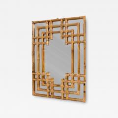 Bamboo Wall Mirror With Geometric Frame Molto Editions 1970s Style - 4758010