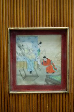 Bamboo Wardrobe Cabinet With Oriental Illustrations Italy Circa 1950 - 4472940