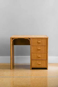 Bamboo Writing Desk with Drawers 1980s - 3357600