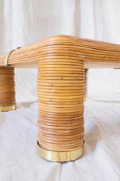 Bamboo and Brass Coffee Table With Ivory Colored Top 1970s - 4736851