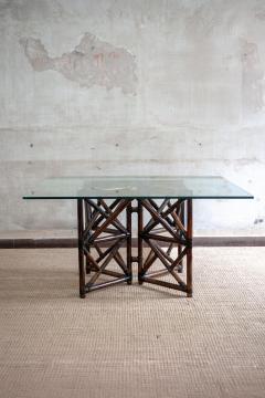 Bamboo and Glass Dining Set 1970s - 4642731