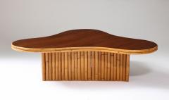 Bamboo and Mahogany Coffee Table Italy c 1960 - 4051781