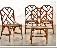 Bamboo and Rattan Chinese Chippendale Side Chairs c 1930 1940 - 2854199