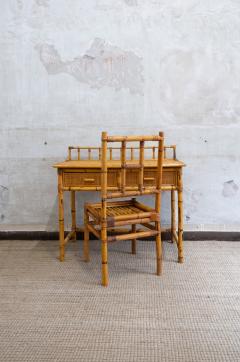 Bamboo and Rattan Desk with Matching Chair 1970s - 4759461