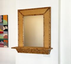 Bamboo and Rattan Wall Mirror with Console - 3483218