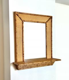 Bamboo and Rattan Wall Mirror with Console - 3483221
