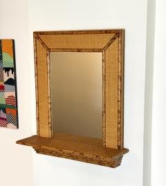 Bamboo and Rattan Wall Mirror with Console - 3483222