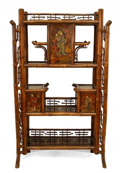 Bamboo and Rosewood Lacquered Panel Etagere - 666206