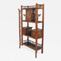 Bamboo and Rosewood Lacquered Panel Etagere - 668116