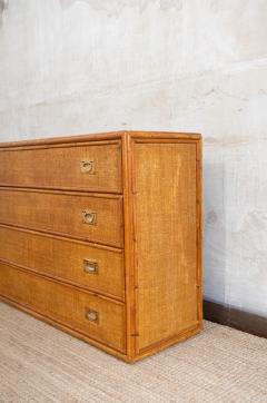 Bamboo and Rush Fabric Chest of Drawers 1970s - 4736862