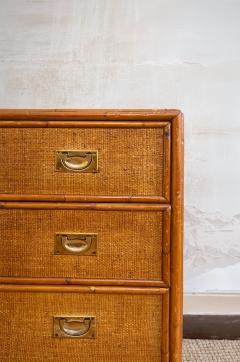 Bamboo and Rush Fabric Chest of Drawers 1970s - 4736863