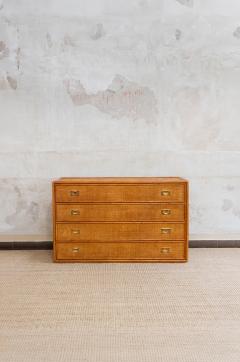 Bamboo and Rush Fabric Chest of Drawers 1970s - 4759458