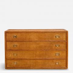 Bamboo and Rush Fabric Chest of Drawers 1970s - 4760146