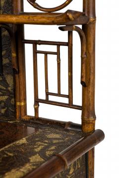 Bamboo and black lacquer etagere cabinet with rectangular mirror - 4650760