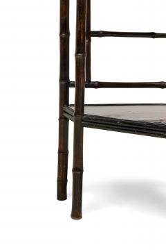 Bamboo and black lacquered decorated corner cabinet with door - 4659223